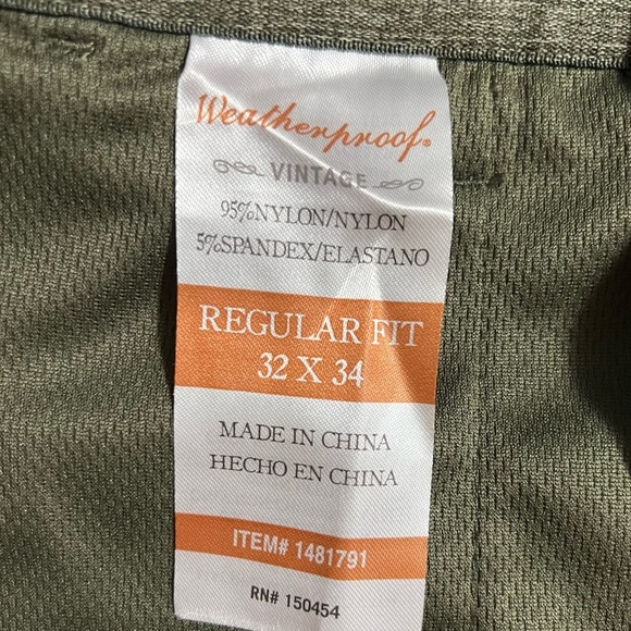 Weatherproof Tech Pant 34x34 Green Active Stretch Water Repellant Pockets NWT - Picture 10 of 11
